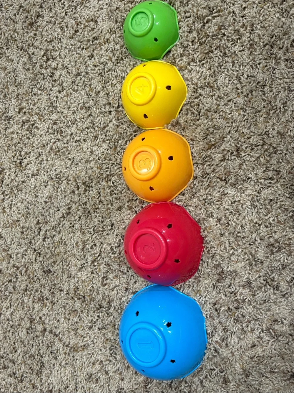 Stacking Cups Set for Kids - Green, Yellow, Orange, Red, Blue